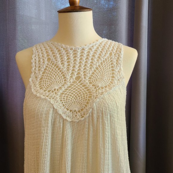 NWT Lucky Brand Crochet Yoke Tank, White, Small - Picture 5 of 10